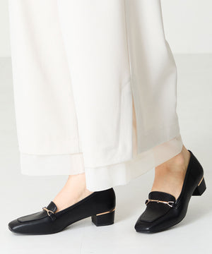 メタリックラインビットヒールローファー/52101