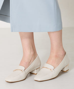 メタリックラインビットヒールローファー/52101