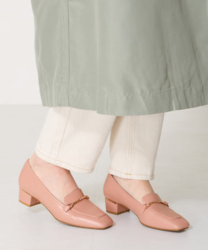 メタリックラインビットヒールローファー/52101