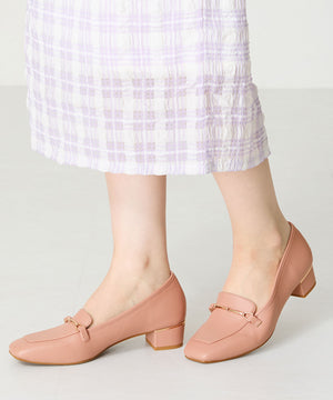 メタリックラインビットヒールローファー/52101