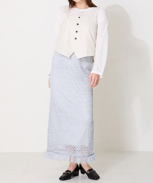 メタリックラインビットヒールローファー/52101