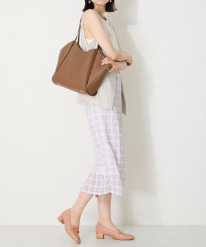 メタリックラインビットヒールローファー/52101