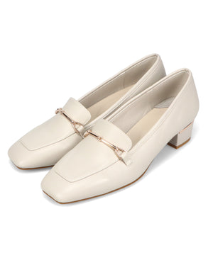 メタリックラインビットヒールローファー/52101