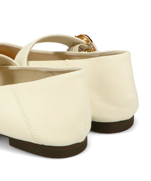 配色バックル柔らかフラットパンプス/52118