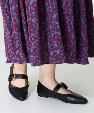 配色バックル柔らかフラットパンプス/52118