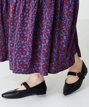 配色バックル柔らかフラットパンプス/52118