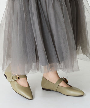 配色バックル柔らかフラットパンプス/52118