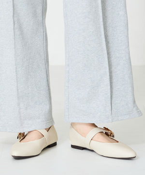 配色バックル柔らかフラットパンプス/52118