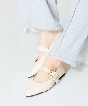 配色バックル柔らかフラットパンプス/52118