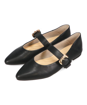 配色バックル柔らかフラットパンプス/52118