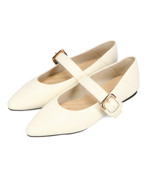 配色バックル柔らかフラットパンプス/52118