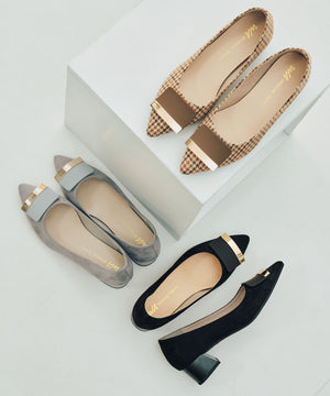 【カタログ掲載アイテム】スクエアバックルフレアヒールパンプス/52314