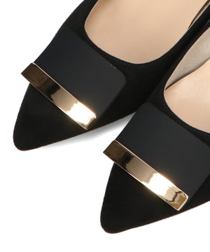 【カタログ掲載アイテム】スクエアバックルフレアヒールパンプス/52314