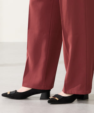 【カタログ掲載アイテム】スクエアバックルフレアヒールパンプス/52314