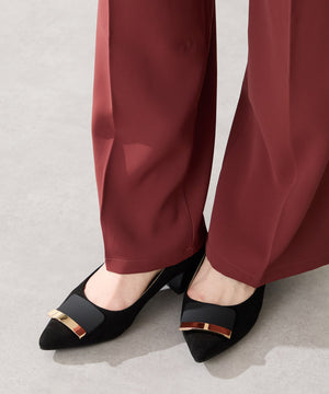 【カタログ掲載アイテム】スクエアバックルフレアヒールパンプス/52314