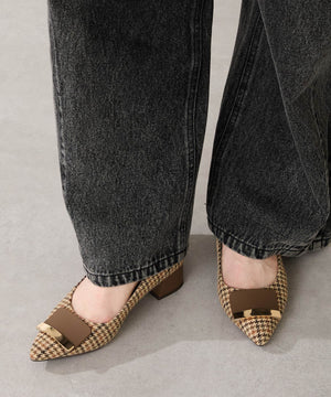 【カタログ掲載アイテム】スクエアバックルフレアヒールパンプス/52314