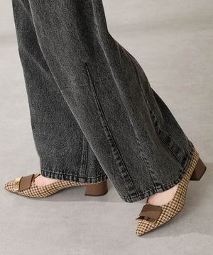 【カタログ掲載アイテム】スクエアバックルフレアヒールパンプス/52314