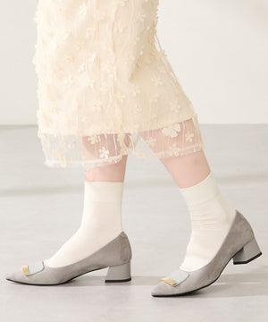 【カタログ掲載アイテム】スクエアバックルフレアヒールパンプス/52314