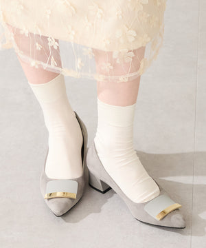 【カタログ掲載アイテム】スクエアバックルフレアヒールパンプス/52314