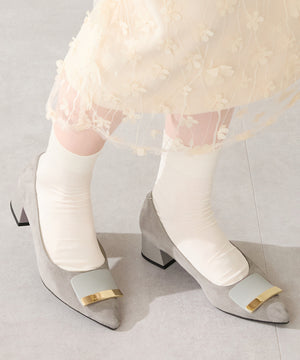 【カタログ掲載アイテム】スクエアバックルフレアヒールパンプス/52314