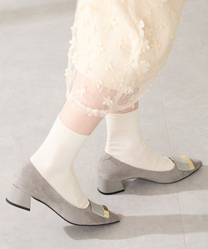 【カタログ掲載アイテム】スクエアバックルフレアヒールパンプス/52314