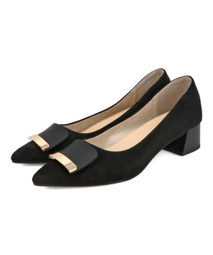 【カタログ掲載アイテム】スクエアバックルフレアヒールパンプス/52314