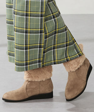 たっぷりファーウエッジソールブーツ/52411