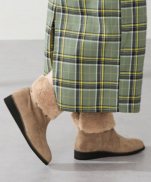 たっぷりファーウエッジソールブーツ/52411