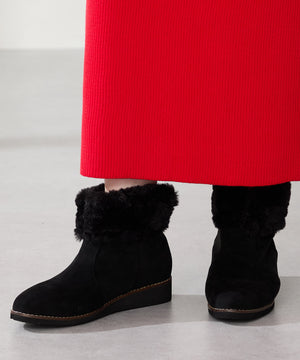 たっぷりファーウエッジソールブーツ/52411