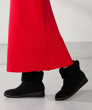 たっぷりファーウエッジソールブーツ/52411