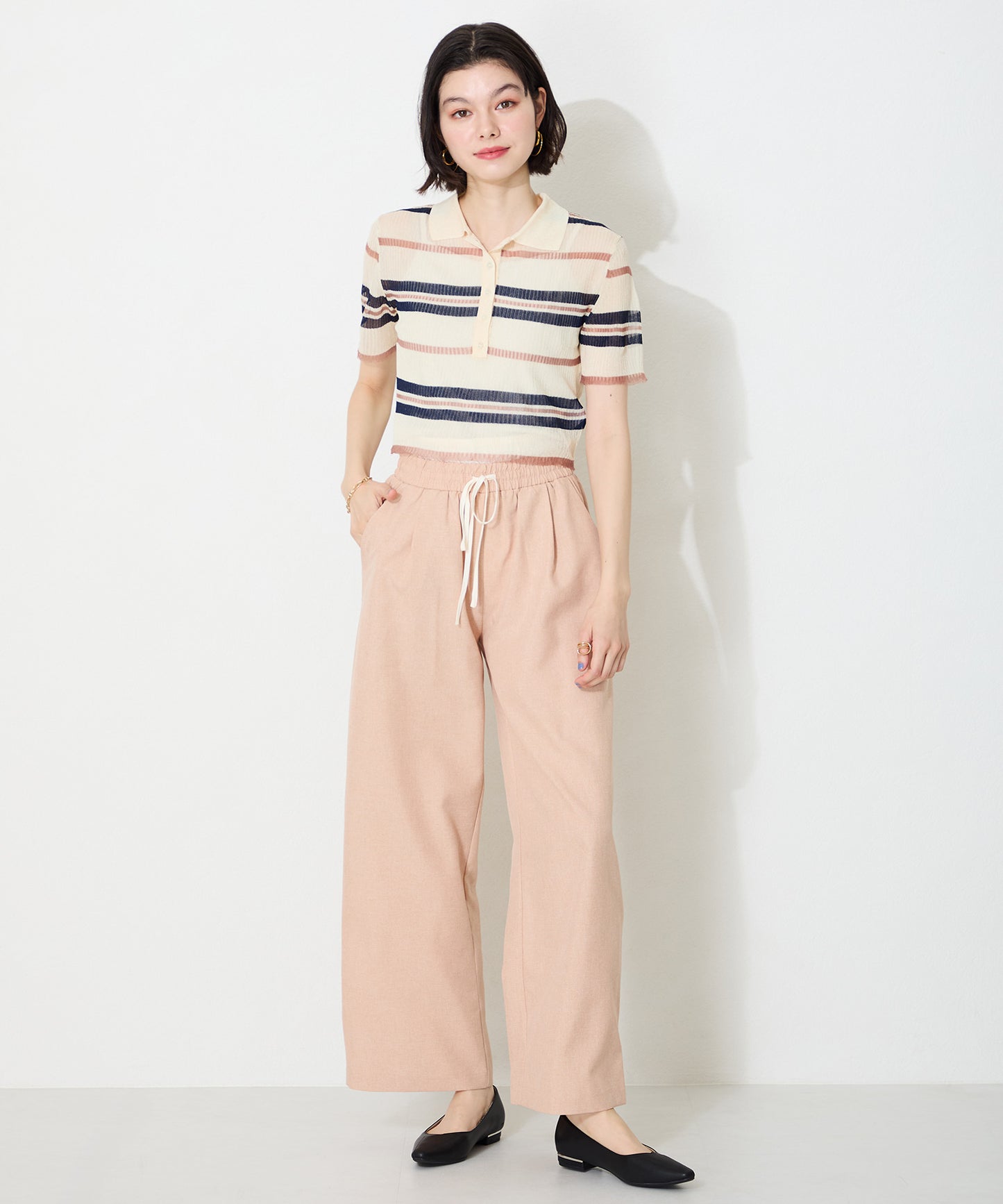 【WEB限定】アシンメトリーデザインフラットパンプス/55102