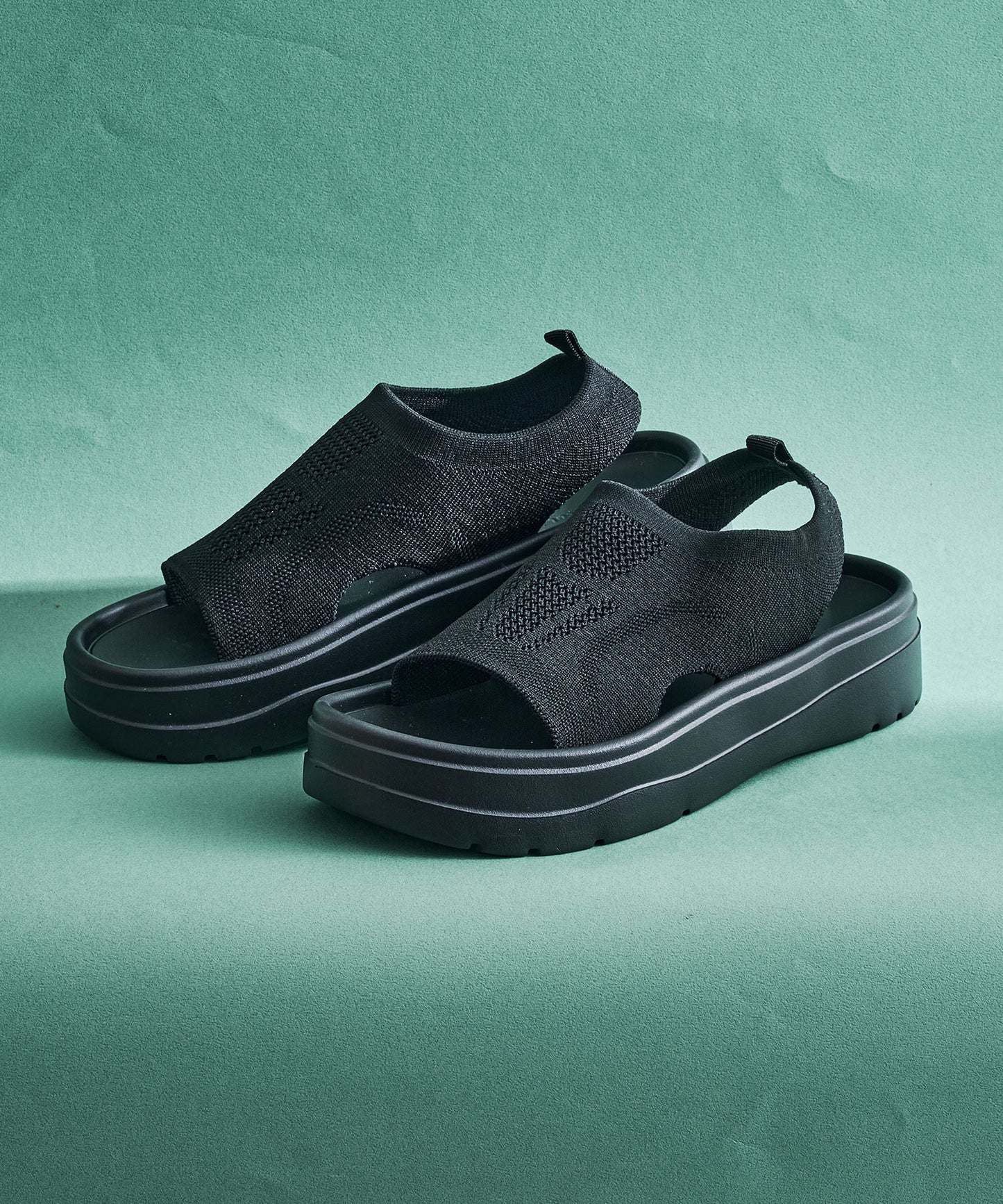 【WEB限定】【Fit meサンダル】サイドオープンニット厚底サンダル/55207