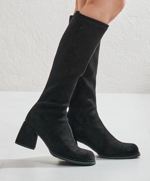 【WEB限定】ピタッとフィットスエードヒールロングブーツ/55502