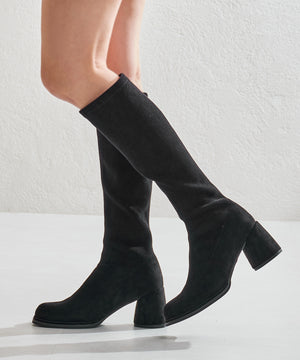 【WEB限定】ピタッとフィットスエードヒールロングブーツ/55502