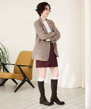 ピタッとフィットスエードヒールロングブーツ/55502