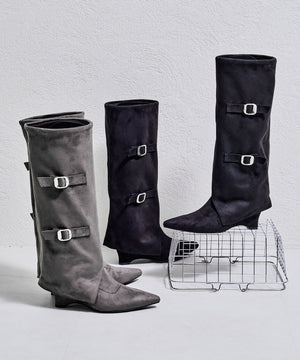 ベルトデザインスエードカバーロングブーツ/55505