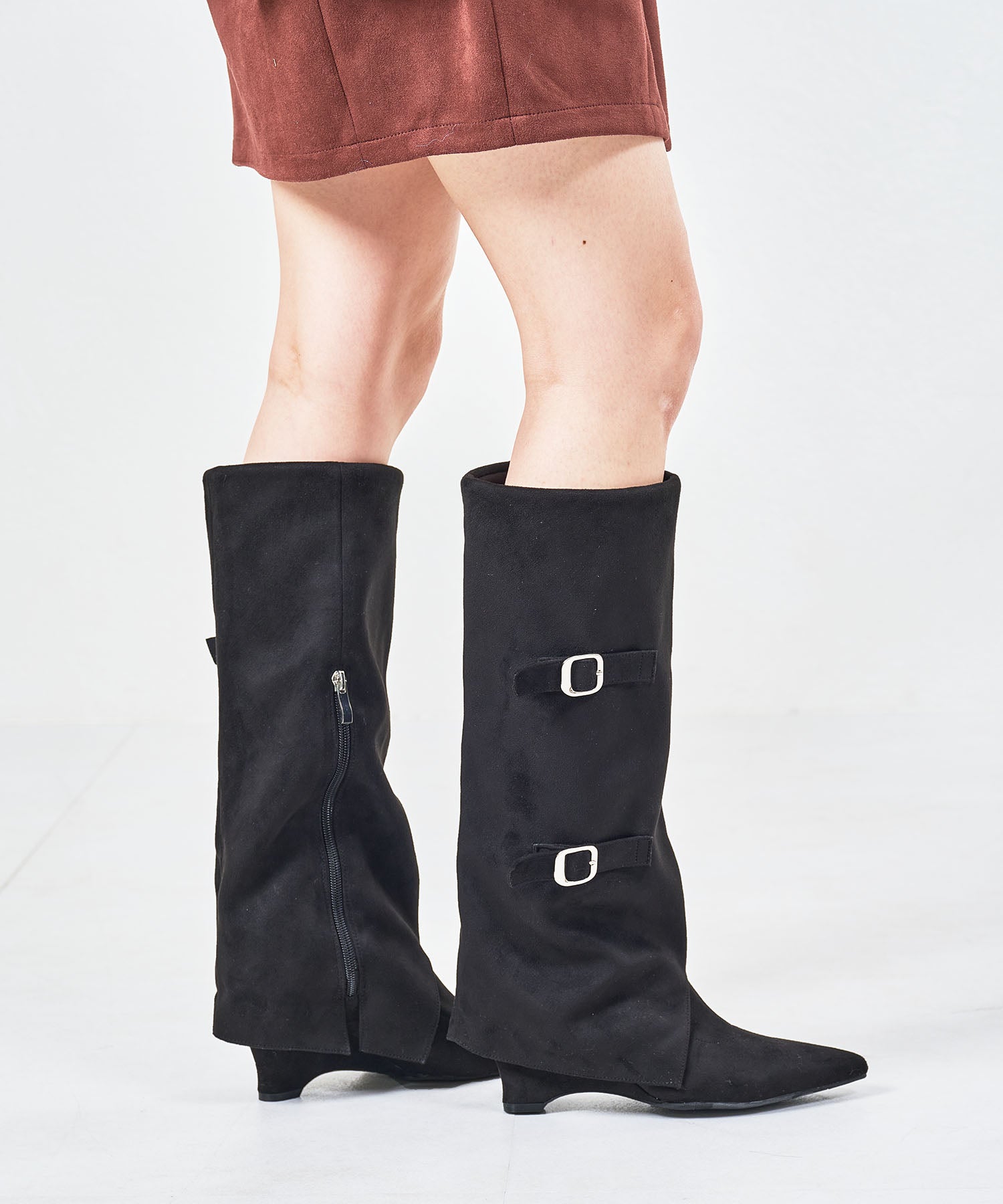 WEB限定】ベルトデザインスエードカバーロングブーツ/55505