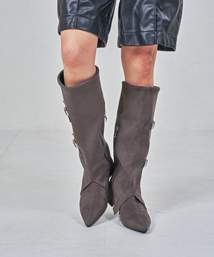 ベルトデザインスエードカバーロングブーツ/55505