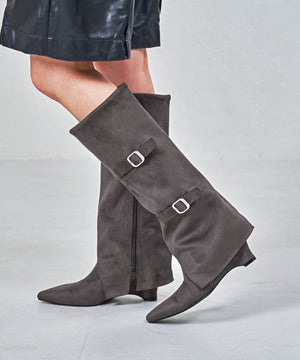 ベルトデザインスエードカバーロングブーツ/55505