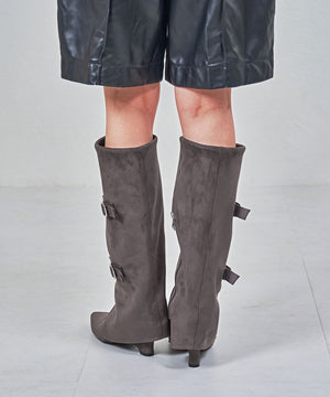ベルトデザインスエードカバーロングブーツ/55505