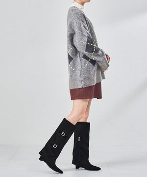 ベルトデザインスエードカバーロングブーツ/55505