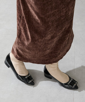 ビジューバックルフラットパンプス/56101