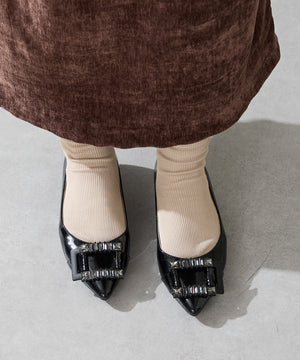 ビジューバックルフラットパンプス/56101