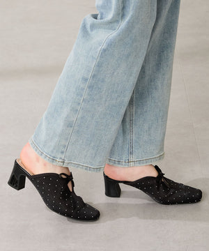 ラインストーンチュールミュールパンプス/56103