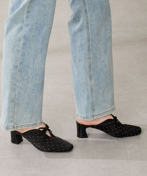 ラインストーンチュールミュールパンプス/56103