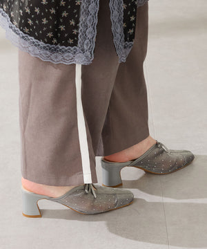 ラインストーンチュールミュールパンプス/56103