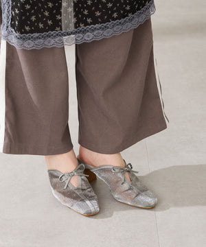 ラインストーンチュールミュールパンプス/56103