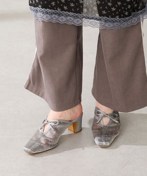 ラインストーンチュールミュールパンプス/56103