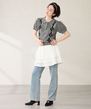 ラインストーンチュールミュールパンプス/56103