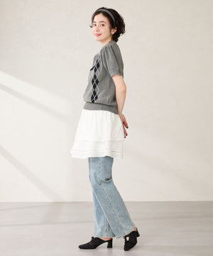 ラインストーンチュールミュールパンプス/56103